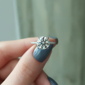 The Pave Nelly Set  With A 2 Carat Round 14K White Gold Moissanite