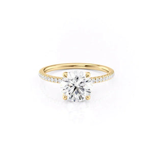 The Nelly Set With A 1.5 Carat Round 14K Yellow Gold Lab Diamond