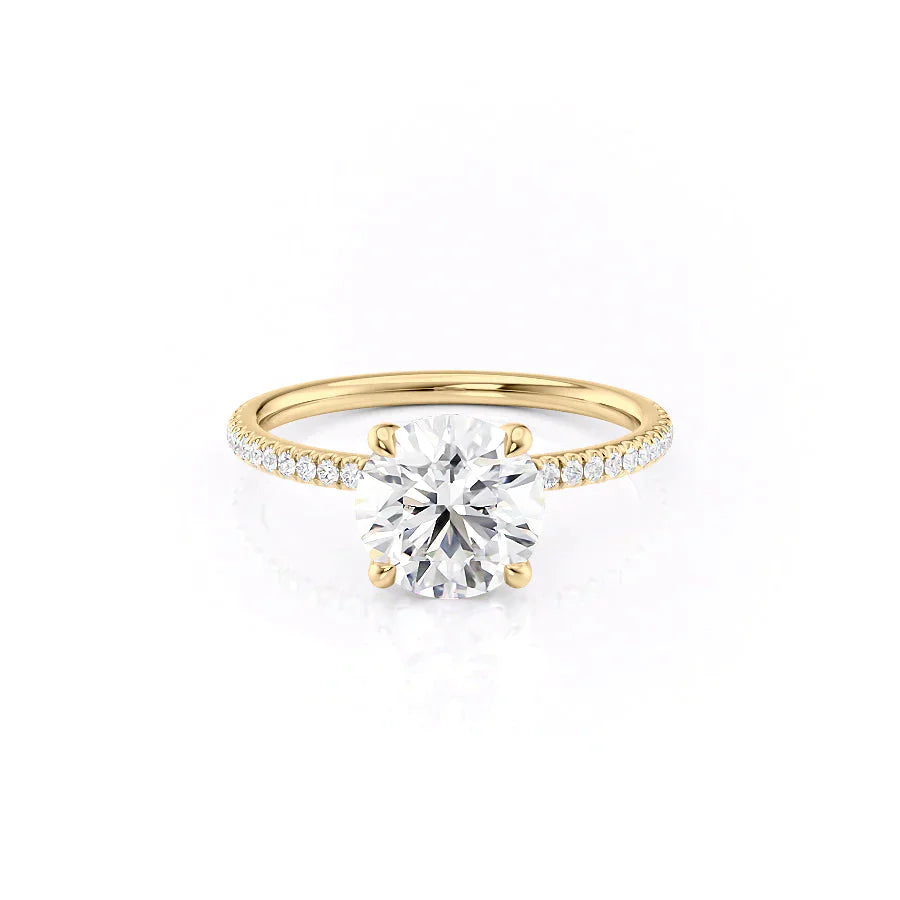 The Nelly Set  With A 1.5 Carat Round 18K Yellow Gold Moissanite