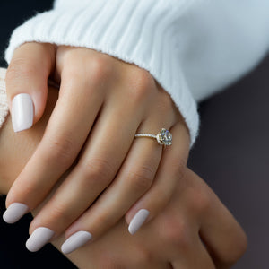 The Pave Nelly Set  With A 3 Carat Round 18K Yellow Gold Moissanite