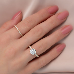 The Pave Nelly Set  With A 3.5 Carat Round 18K Yellow Gold Moissanite