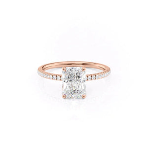 The Pave Nelly Set  With A 2.5 Carat Radiant 14K Rose Gold Moissanite