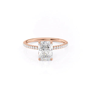 The Nelly Set  With A 1.5 Carat Radiant 14K Rose Gold Moissanite