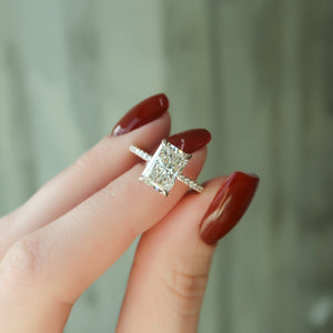 The Pave Nelly Set  With A 4.5 Carat Radiant 14K Rose Gold Moissanite