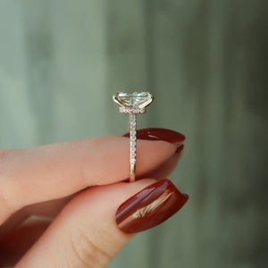 The Pave Nelly Set  With A 2.5 Carat Radiant 14K Rose Gold Moissanite