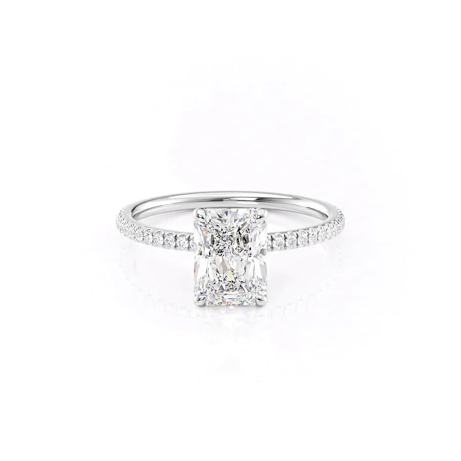The Nelly Set With A 1 Carat Radiant 14K White Gold Lab Diamond