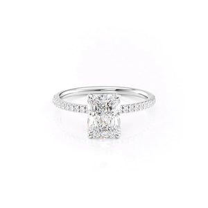 The Nelly Set  With A 4 Carat Radiant 18K White Gold Moissanite