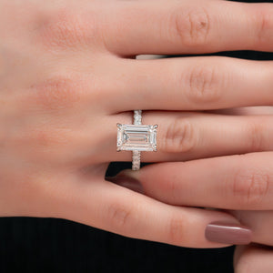 The Pave Nelly Set With A 1 Carat Radiant 18K White Gold Lab Diamond