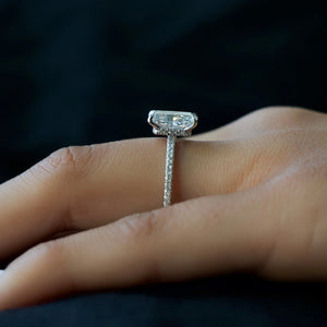 The Pave Nelly Set  With A 2.5 Carat Radiant 18K White Gold Moissanite