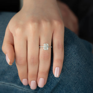 The Pave Nelly Set  With A 3 Carat Radiant 18K White Gold Moissanite