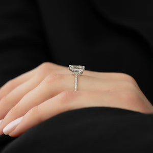 The Pave Nelly Set  With A 5 Carat Radiant 14K White Gold Moissanite