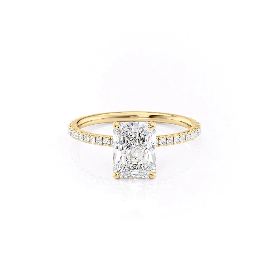 The Nelly Set With A 1 Carat Radiant 18K Yellow Gold Lab Diamond
