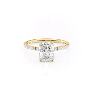 The Pave Nelly Set With A 1 Carat Radiant 14K Yellow Gold Lab Diamond