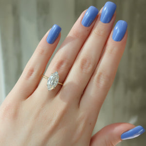 The Crown Kamellie Set  With A 2.5 Carat Marquise 14K Yellow Gold Moissanite