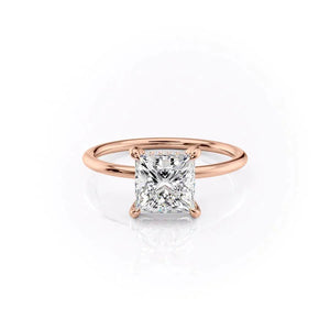 The Crown Kamellie Set  With A 1 Carat Princess 18K Rose Gold Moissanite