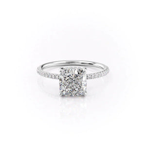 The Crown Kamellie Set  With A 5 Carat Cushion 18K White Gold Moissanite