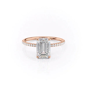 The Crown Kamellie Set  With A 4 Carat Emerald 14K Rose Gold Moissanite