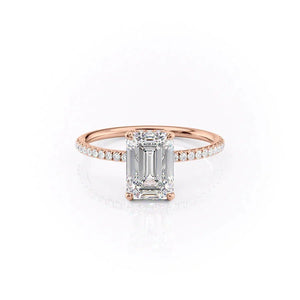 The Pave Crown Kamellie Set With A 1.5 Carat Emerald 14K Rose Gold Lab Diamond