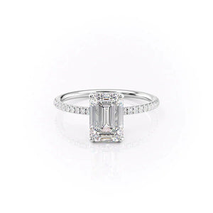 The Pave Crown Kamellie Set With A 2.5 Carat Emerald 14K White Gold Lab Diamond
