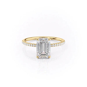 The Pave Crown Kamellie Set  With A 2.5 Carat Emerald 18K Yellow Gold Moissanite