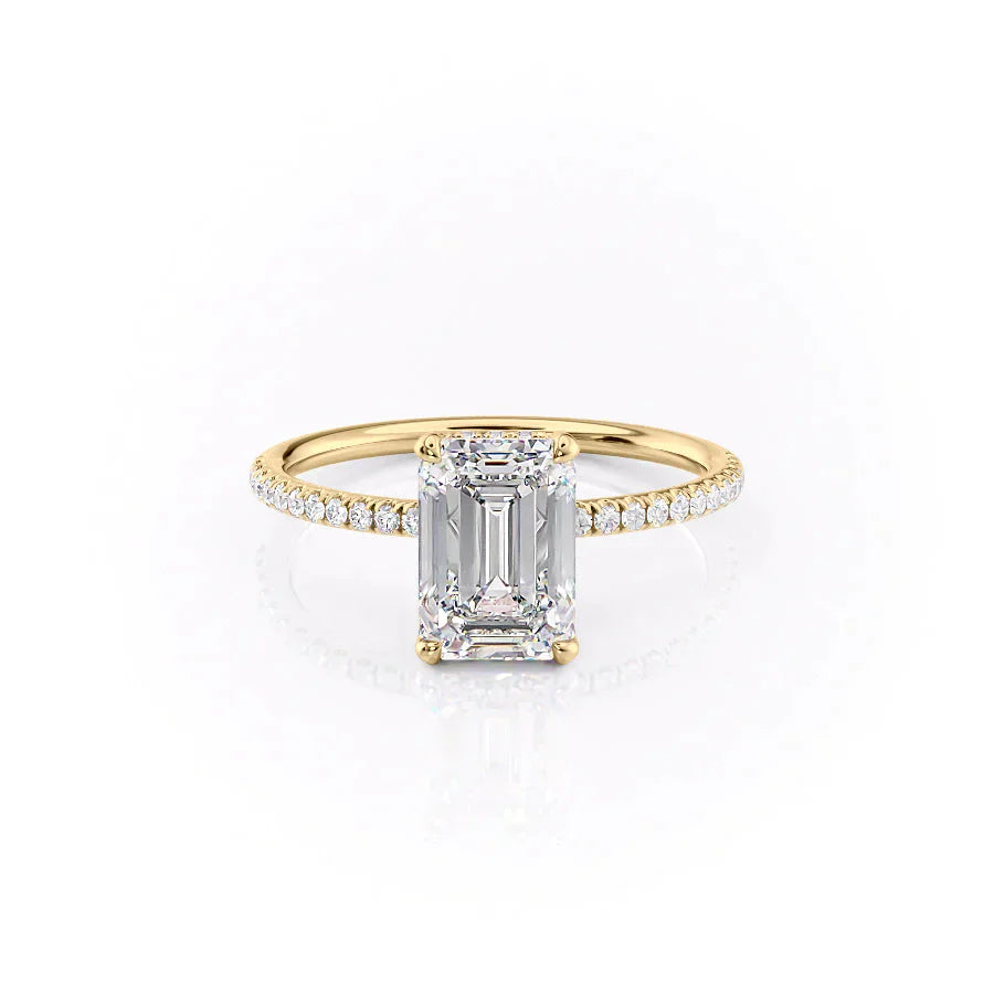 The Crown Kamellie Set With A 1 Carat Emerald 14K Yellow Gold Lab Diamond