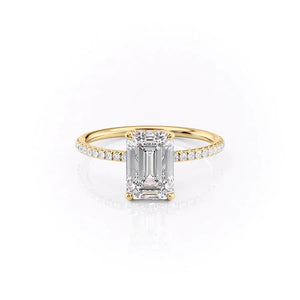 The Crown Kamellie Set  With A 4 Carat Emerald 14K Yellow Gold Moissanite