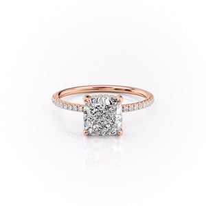 The Pave Crown Kamellie Set With A 2 Carat Cushion 14K Rose Gold Lab Diamond