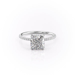 The Pave Crown Kamellie Set With A 2.5 Carat Cushion 18K White Gold Lab Diamond