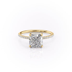 The Pave Crown Kamellie Set With A 2.5 Carat Cushion 18K Yellow Gold Lab Diamond