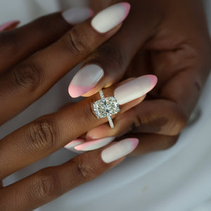 The Pave Crown Kamellie Set With A 2 Carat E. Cushion 14K White Gold Lab Diamond