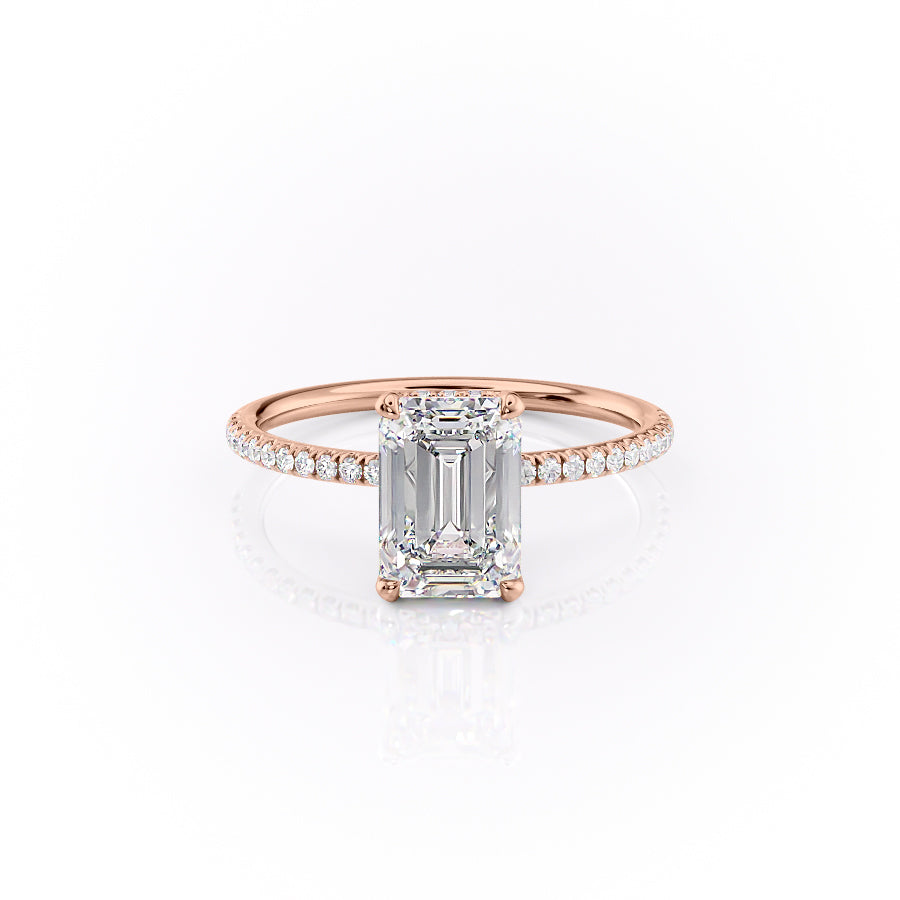 The Pave Crown Kamellie Set With A 2.5 Carat Emerald 14K Rose Gold Lab Diamond