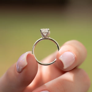 The Pave Crown Kamellie Set With A 1.5 Carat Emerald 14K White Gold Lab Diamond