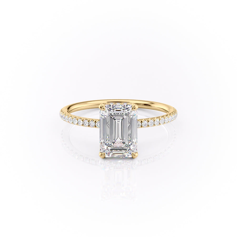 The Pave Crown Kamellie Set With A 1 Carat Emerald 18K Yellow Gold Lab Diamond