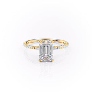 The Pave Crown Kamellie Set With A 1 Carat Emerald 18K Yellow Gold Lab Diamond