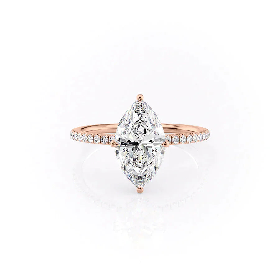 The Crown Kamellie Set With A 1 Carat Marquise 14K Rose Gold Lab Diamond