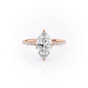 The Crown Kamellie Set  With A 4.5 Carat Marquise 14K Rose Gold Moissanite