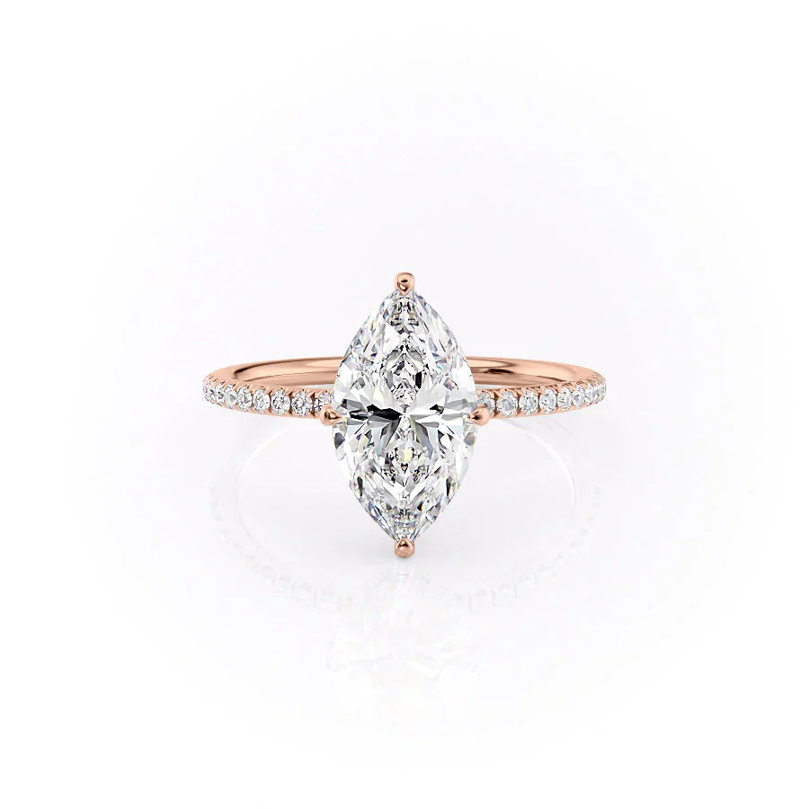 The Crown Kamellie Set  With A 3.5 Carat Marquise 14K Rose Gold Moissanite