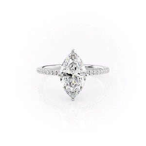 The Crown Kamellie Set With A 2.5 Carat Marquise 18K White Gold Lab Diamond
