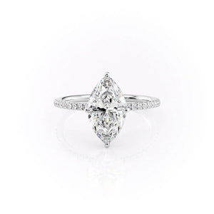 The Crown Kamellie Set  With A 2.5 Carat Marquise 18K White Gold Moissanite