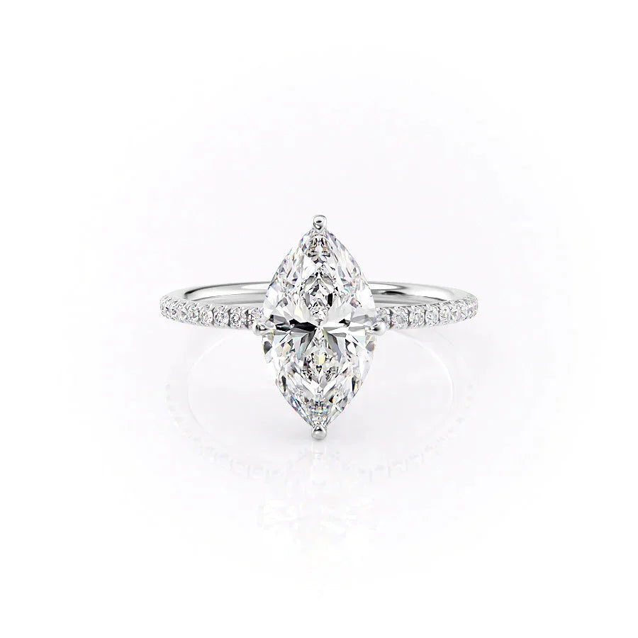 The Crown Kamellie Set With A 3 Carat Marquise 18K White Gold Lab Diamond