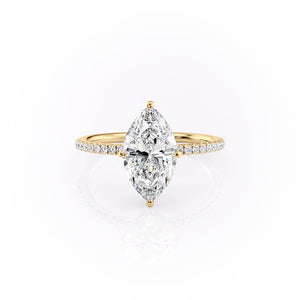 The Pave Crown Kamellie Set With A 2.5 Carat Marquise 18K Yellow Gold Lab Diamond