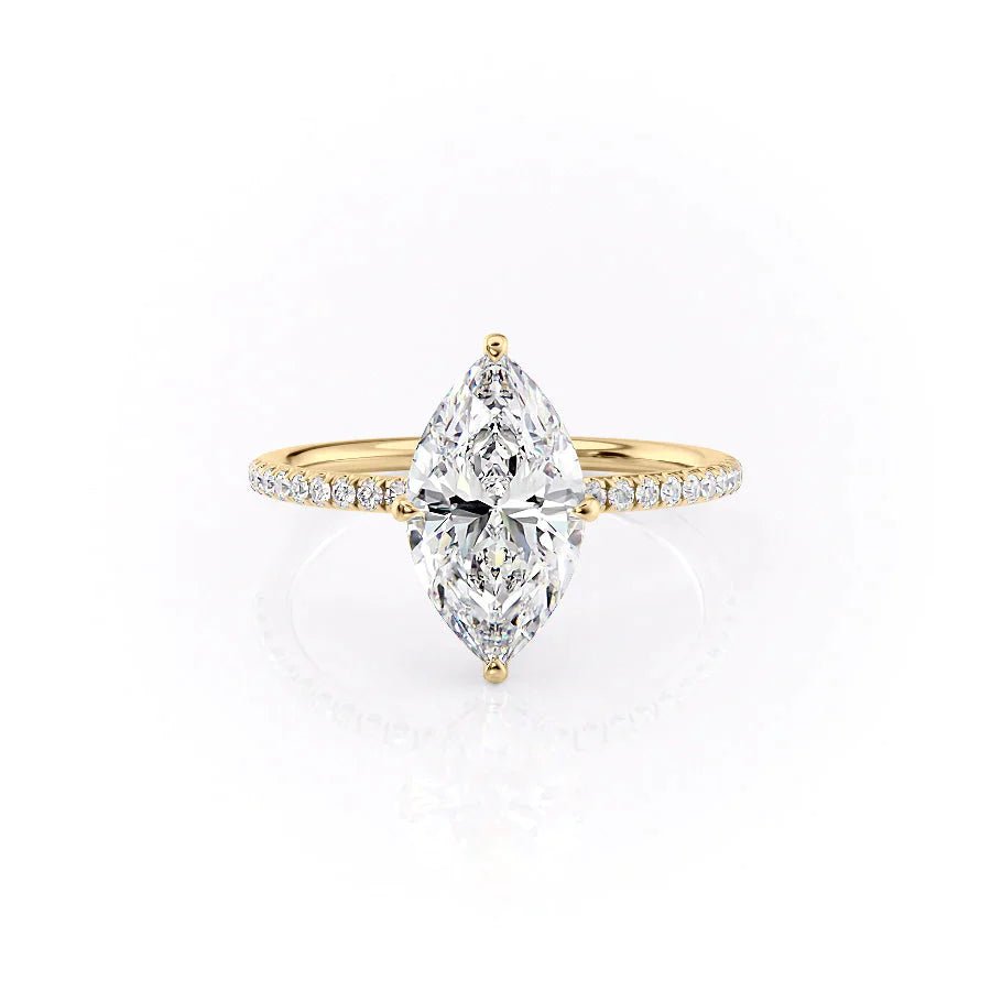 The Pave Crown Kamellie Set With A 1.5 Carat Marquise 18K Yellow Gold Lab Diamond