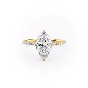 The Pave Crown Kamellie Set With A 2 Carat Marquise 14K Yellow Gold Lab Diamond