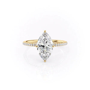 The Crown Kamellie Set With A 1.5 Carat Marquise 18K Yellow Gold Lab Diamond