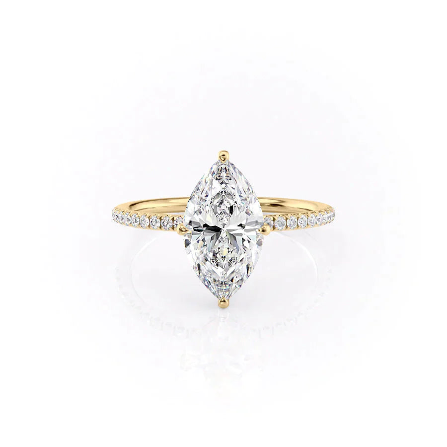 The Crown Kamellie Set With A 2 Carat Marquise 18K Yellow Gold Lab Diamond