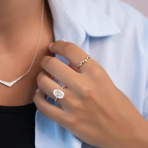 The Pave Crown Kamellie Set With A 1 Carat Oval 14K Rose Gold Lab Diamond