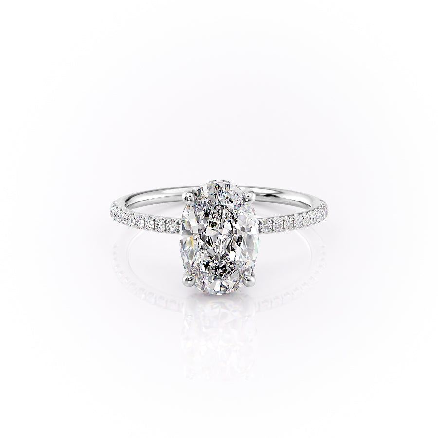 The Pave Crown Kamellie Set With A 2 Carat Oval 14K White Gold Lab Diamond