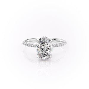 The Pave Crown Kamellie Set With A 2 Carat Oval 14K White Gold Lab Diamond