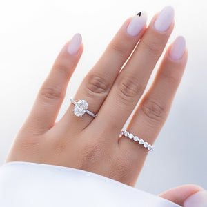 The Pave Crown Kamellie Set With A 2 Carat Oval 18K White Gold Lab Diamond