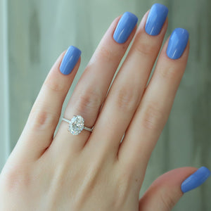 The Pave Crown Kamellie Set With A 1 Carat Oval 18K White Gold Lab Diamond
